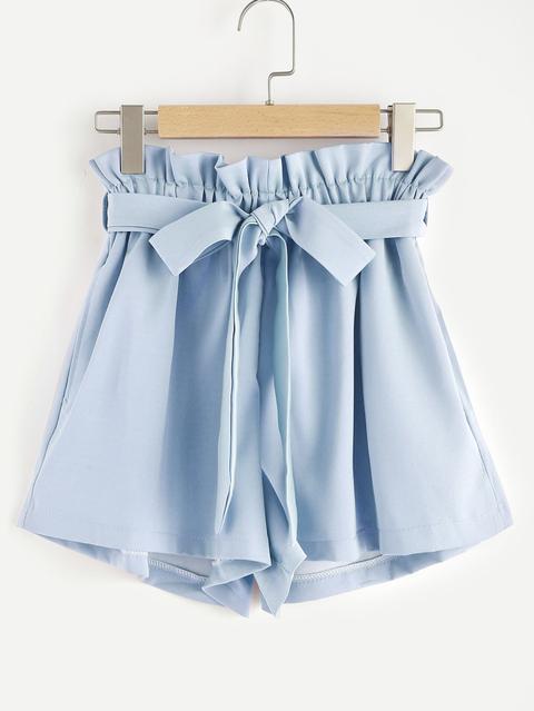 Frill Waist Self Tie Shorts