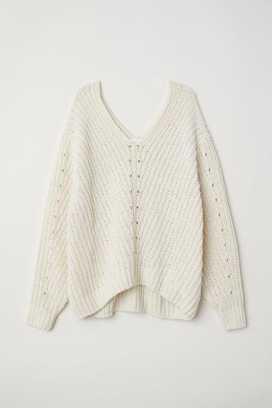 H & M - Pullover Con Scollo A V - Beige