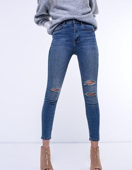 Pantalone Denim Super High Waist Jeans Chiaro