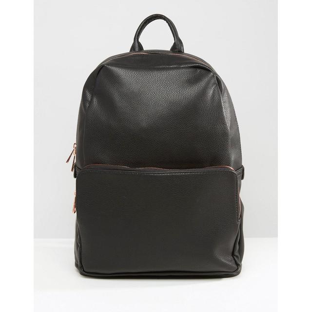 black backpack rose gold zip