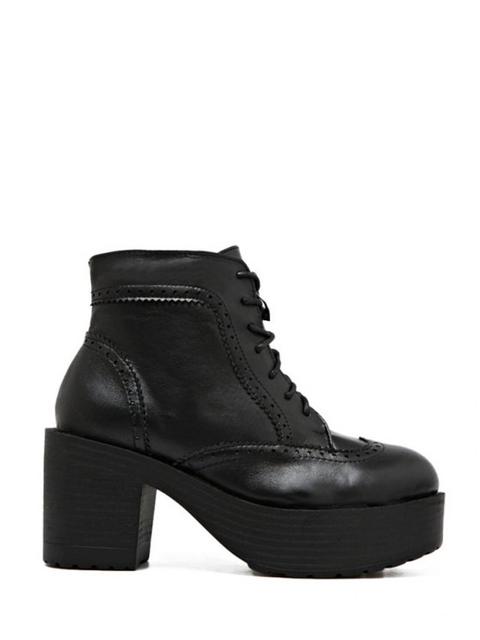 Engraving Plarform Chunky Heel Boots