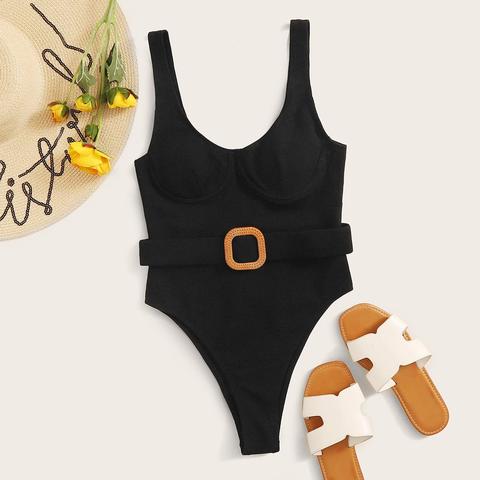 Underwired Belted One Piece Swimsuit