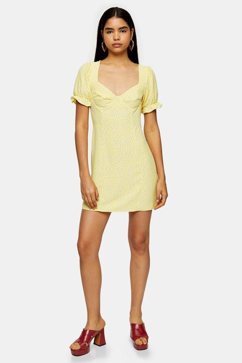 Womens Yellow Prairie Mini Dress - Yellow, Yellow