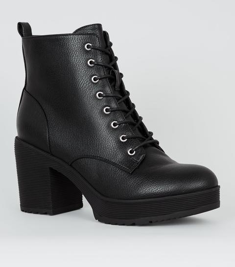 black chunky ankle boots