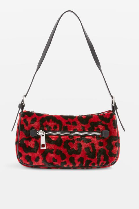 Womens Kenya Leopard Print Shoulder Bag - Red, Red