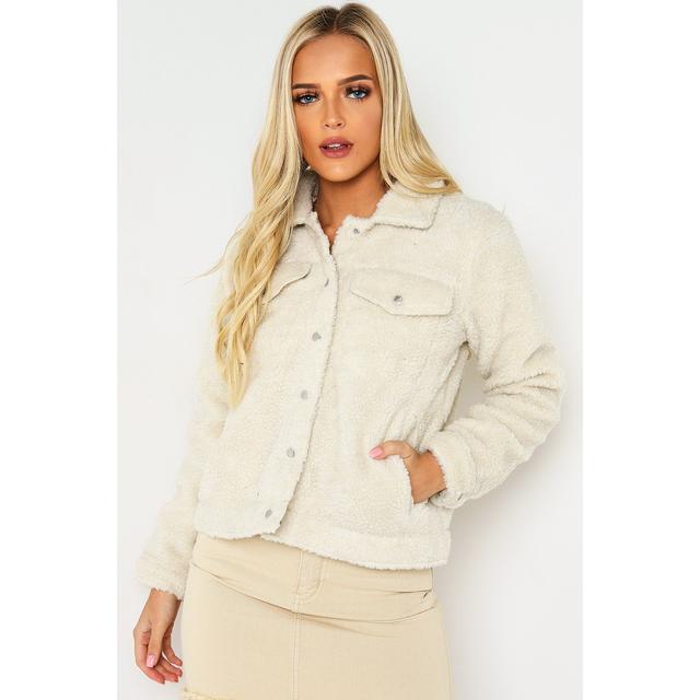 cream teddy trucker jacket