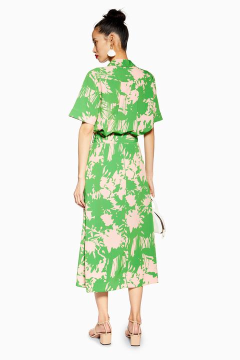 Green pleated midi outlet skirt topshop