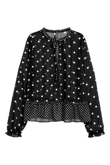 H & M - Blusa De Gasa - Negro