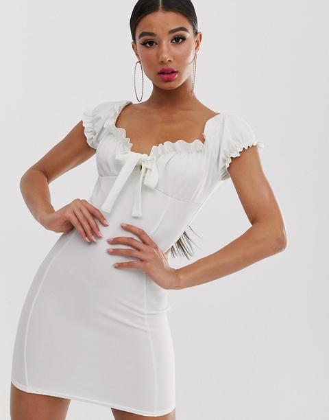 Missguided - Vestitino Milkmaid Bianco - Bianco