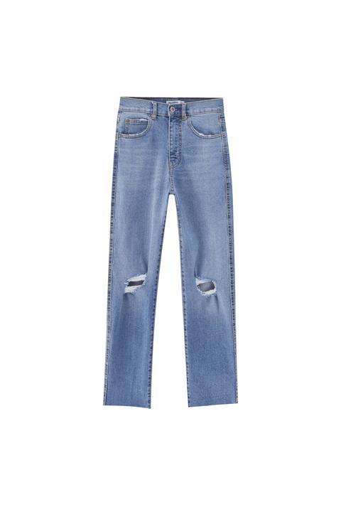 Jeans Mom Slim Rotos - Algodón Orgánico (al Menos 50%)