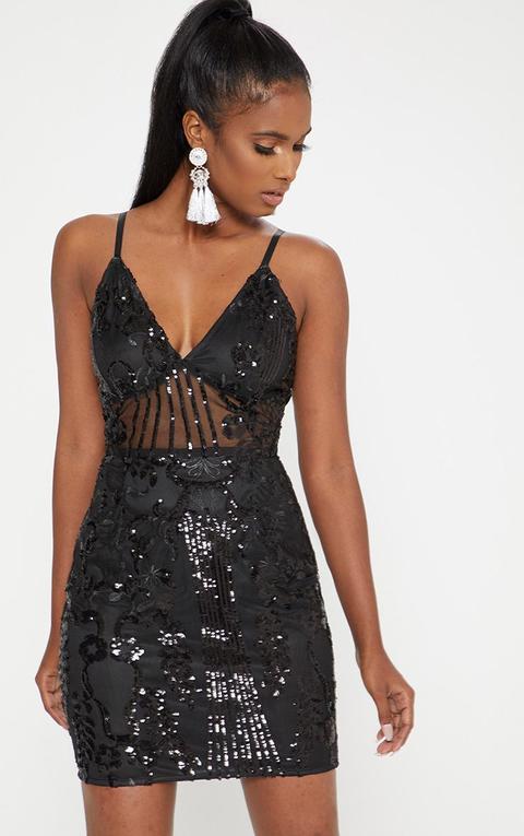 black strappy sequin dress