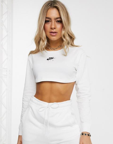 Nike Air - Crop Top Ultra Court À Manches Longues - Blanc