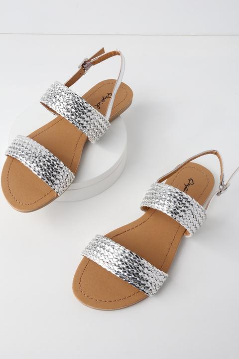 Blaise Silver Flat Sandals