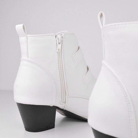 Faith - White Ankle Boots With Two 