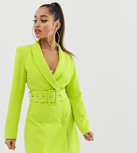 Vestido Estilo Americana En Verde Neón De Missguided Petite