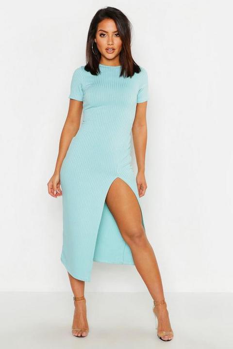 Jumbo Rib Split Side Midi Dress