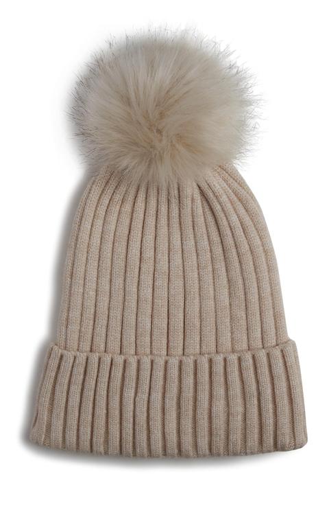 Faux Fur Pom Beanie