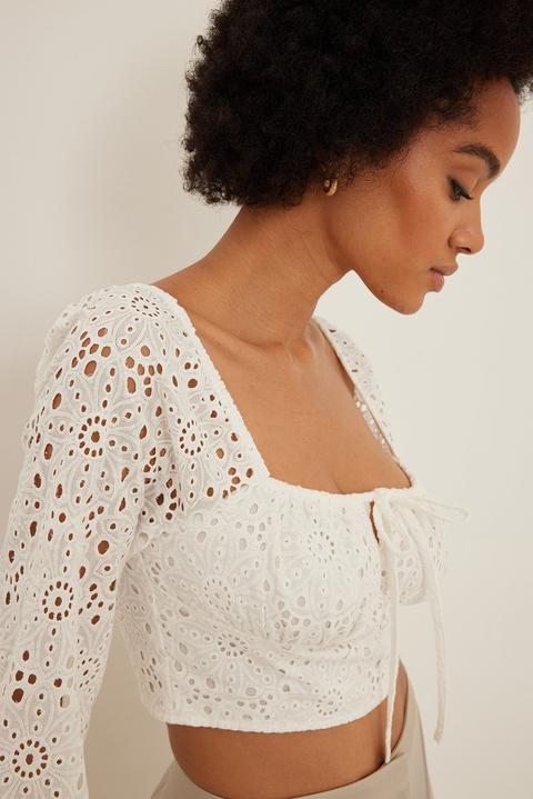 Na-kd Boho Chemisier Corset À Broderie Anglaise - White