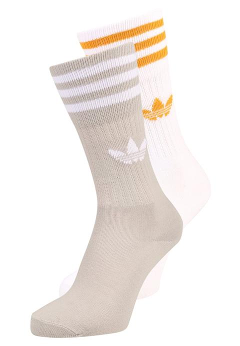 Adidas Originals Solid Crew 2 Pack Calze Grey Two/white/tactile Yellow