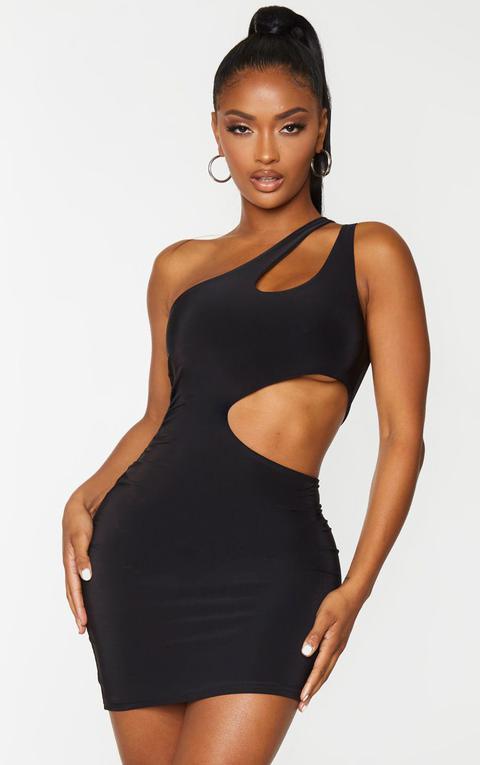 Shape Black Slinky One Shoulder Cut Out Bodycon Dress