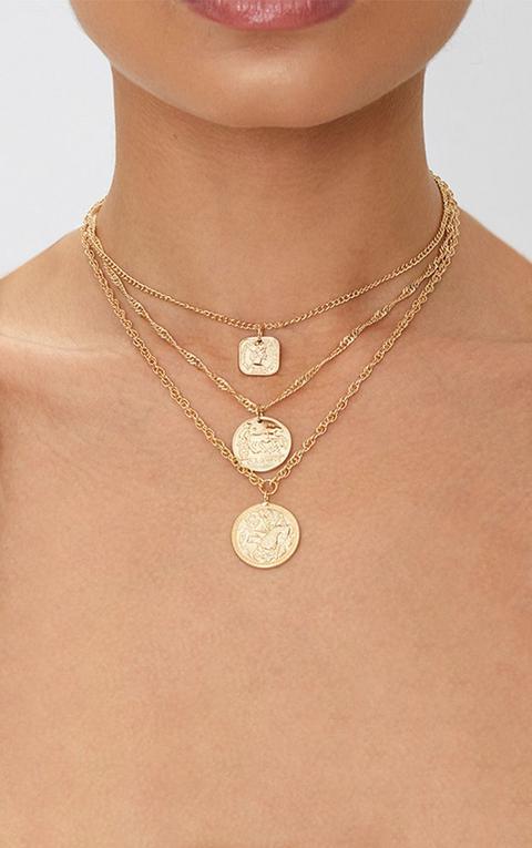Gold Renaissance Triple Layer Coin Necklace