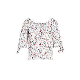 Blusa Bianca Con Stampa Fiori