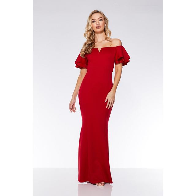 quiz red frill dress