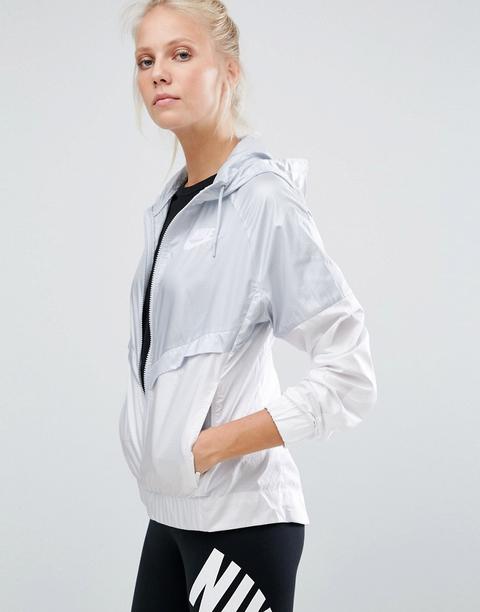 Cortavientos Con Cremallera Completa En Gris Y Blanco De Nike