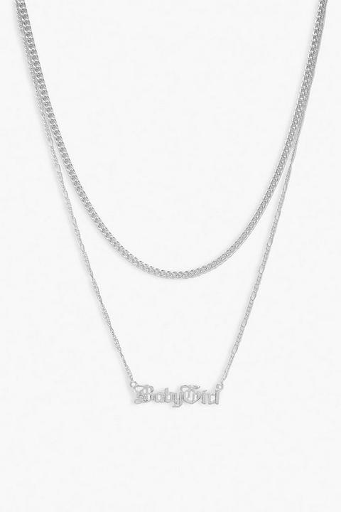 Plus Baby Girl Chain Choker Necklace - Gris - Argent - One Size, Gris - Argent