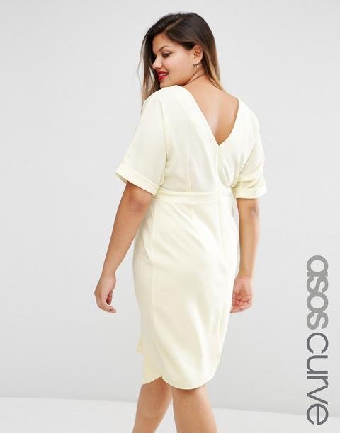 Vestido Liso Con Efecto De Movimiento Y Abertura En La Espalda De Asos Curve