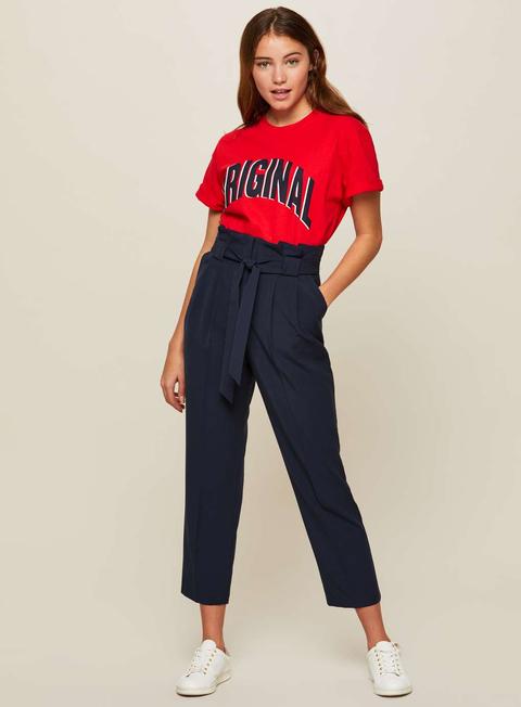 Navy Extreme Paper Bag Trousers