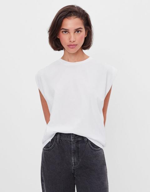 T-shirt With Pleats Along The Shoulders