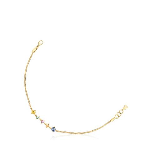 Pulsera De Plata Vermeil Con Zafiros Multicolor Glaring