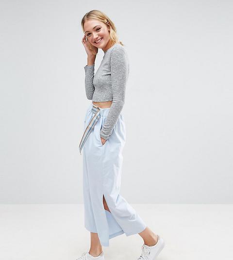 Pantalones De Pernera Ancha En Tejido Camisero Con Anilla En D De Asos Tall