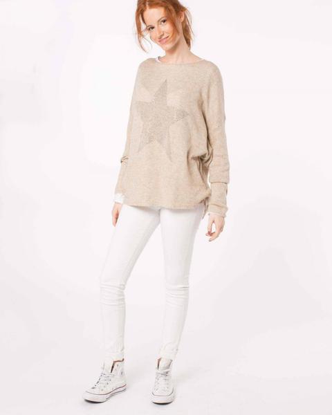 Jersey Estrella Brillantes Beige