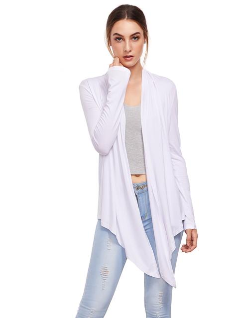 White Open Front Drape Cardigan Sweater