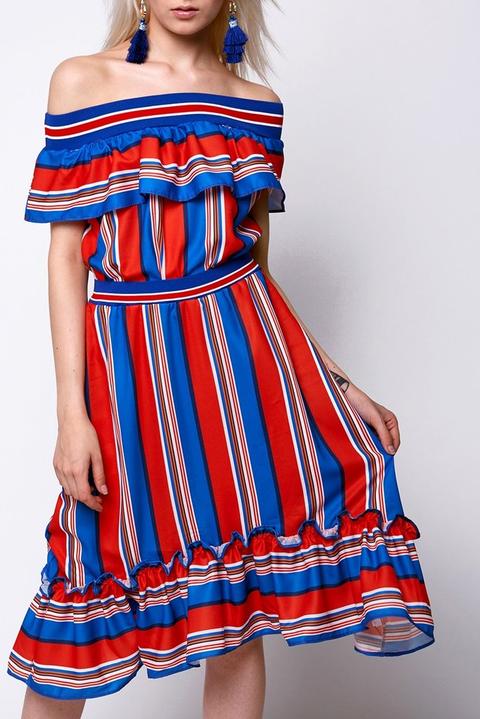 Kate Stripe Off-the-shoulder Dress