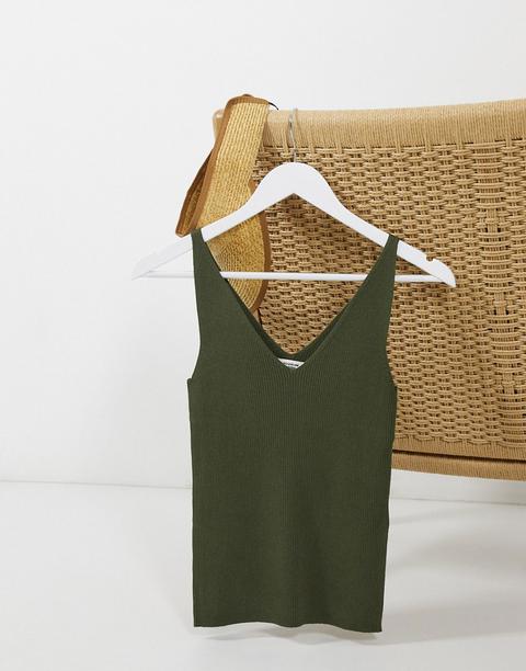 Jdy Knitted Vest In Khaki-green