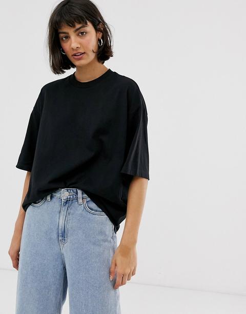 Monki - T-shirt Girocollo Oversize Nera - Nero