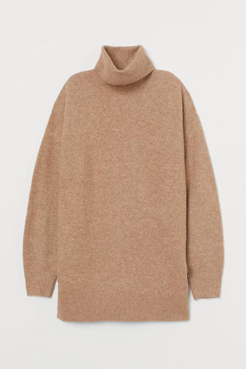 Pull Col Roulé Oversize - Beige