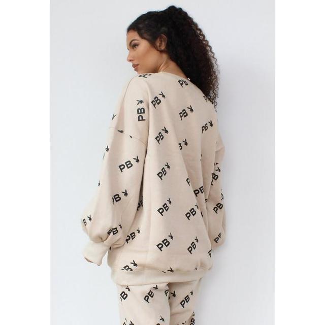 Playboy x missguided black repeat discount print zip through oversized sweatshir