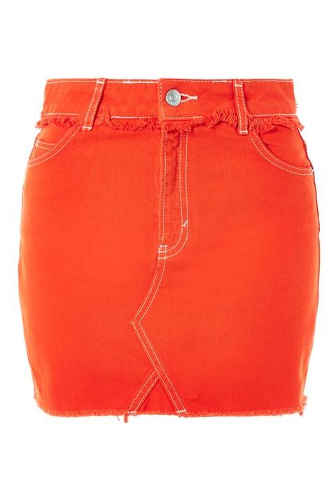 Moto Red Denim Mini Skirt