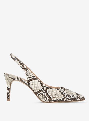 Womens Multi Coloured Snake Design Pu Essie 80s Court Shoes- White, White