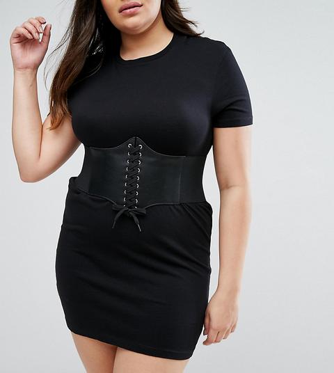 Asos Curve - Cintura Stile Corsetto Ampia Con Elastico - Nero