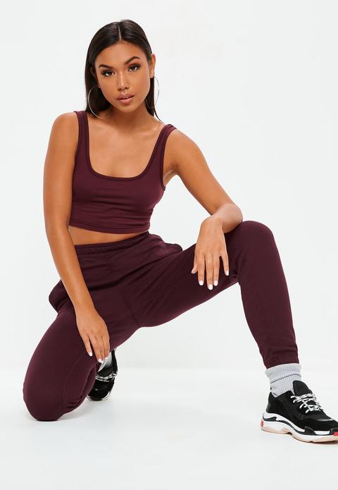 Purple Loopback Slim Leg Joggers, Purple