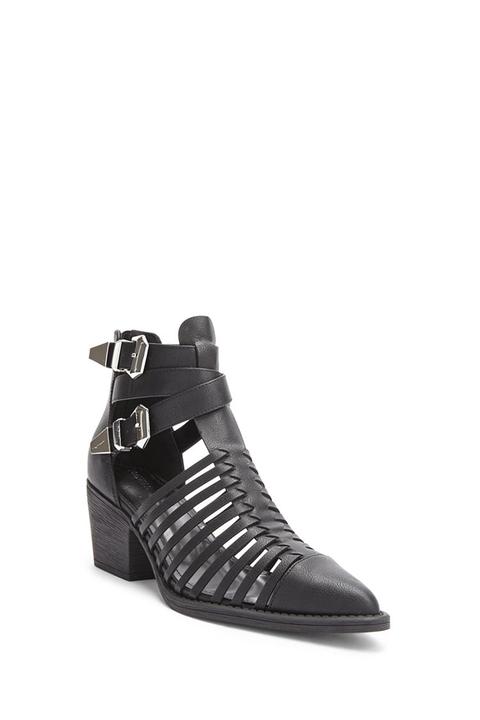Forever 21 Caged Ankle Boots , Black 