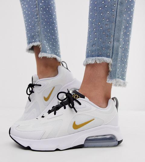 nike white and gold air max 200 sneakers