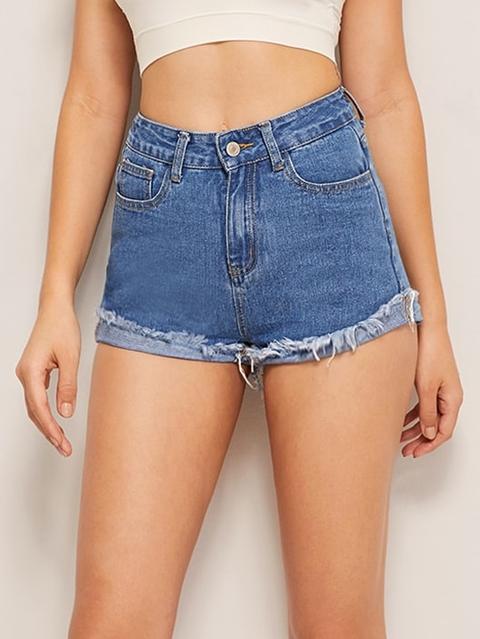 Shorts In Denim Con Orlo Arrotolato