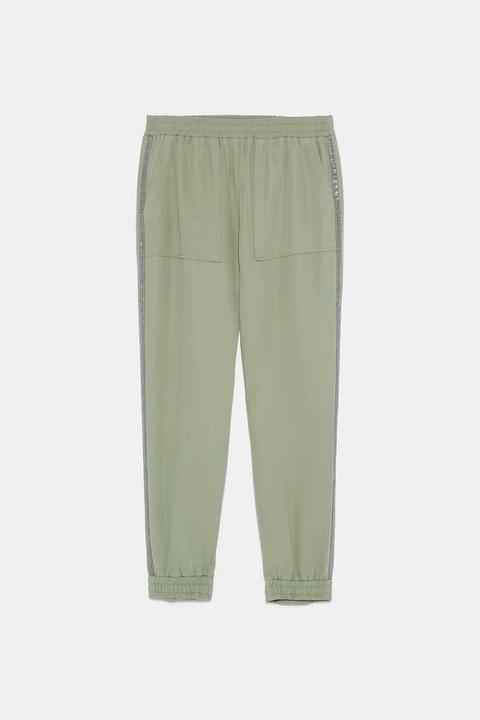 Pantaloni Jogger Con Striscia Laterale Brillante