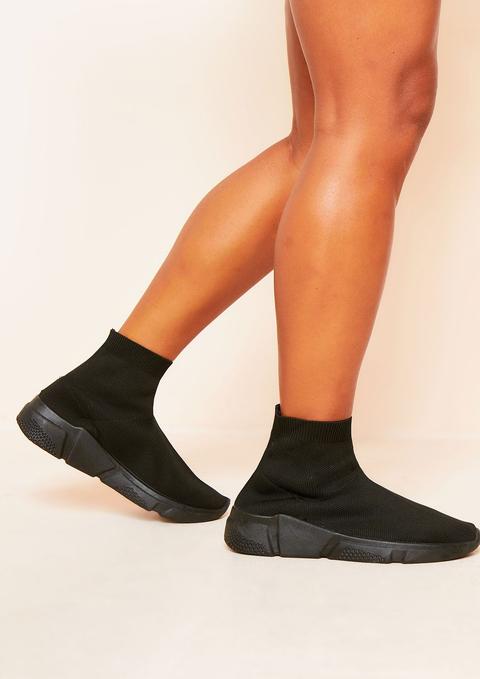 Akari Black Stretch Knitted Sock Trainers